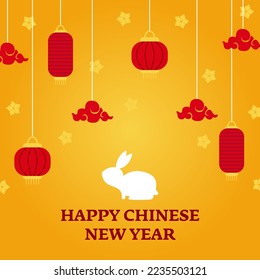 Chinese new year card template, 2023 year of rabbit