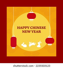 Chinese new year card template, 2023 year of rabbit