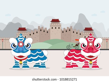Chinese new year celebration called Lion Dance