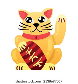 Neujahrsfeier-Komposition in China mit einem isolierten Bild von glorreicher Katze, die Hand mit Hierohlyphen, Vektorgrafik