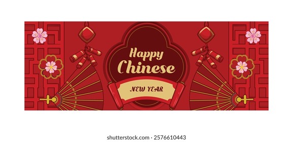 Chinese New Year Celebration Horizontal Banner Template Concept