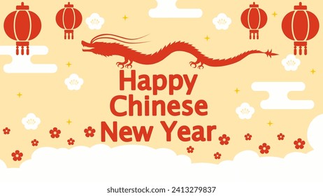 Chinese new year celebration vector background. Year of the dragon vector background for event or festival. Happy chinese new year vector design for celebration event. Lunar festival event greeting