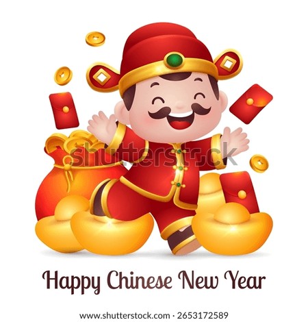 Chinese New Year character, 3D Vector cartoon illustration With Chinese Elements. 