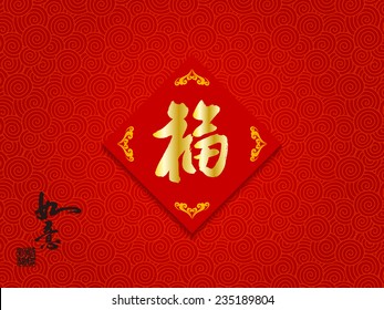 Chinese New year. The character - Fu(Blesses the people), Congratulate a new year.