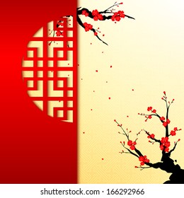 Chinese New Year Cherry Blossom Greeting Card