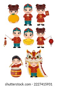 Chinese new year children greetings cartoon character vector