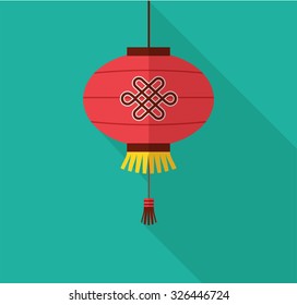 chinese new year, clean flat design with lantern