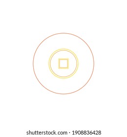 chinese new year coin color line icon