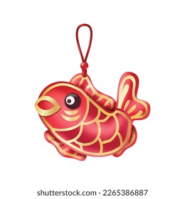 Composición del año nuevo chino con imagen aislada de accesorio festivo tradicional en ilustración vectorial de fondo en blanco