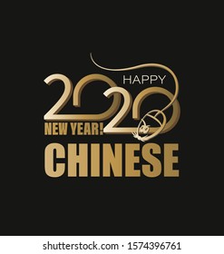 Chinese New Year. Computer mouse and 2020. Calendar, invitation, cover of business diary with wishes, banner. Vector illustration isolated on a black background.