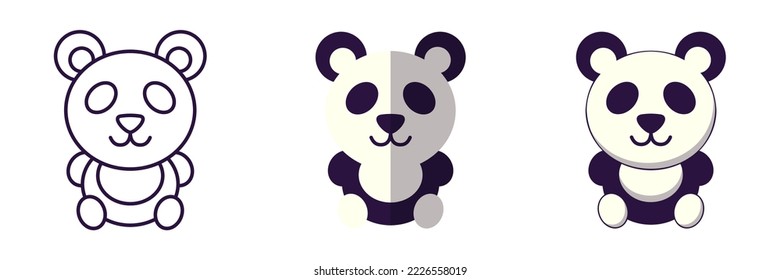 Chinese New Year concept. Collection of line, flat and cartoon illustrations of panda for stores, shops, web sites, design, apps 