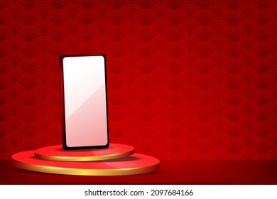 chinese new year concept with copy space background on red
