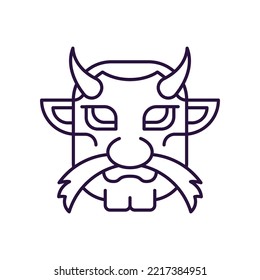 Chinese New Year concept. Vector line icon of red Chinese demon. Editable stroke drawn with thin line. Sign and symbol perfect for internet stores, shops, books, web sites, apps