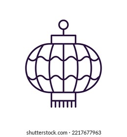 Chinese New Year concept. Vector line icon of paper lantern. Editable stroke drawn with thin line. Sign and symbol perfect for internet stores, shops, books, web sites, apps