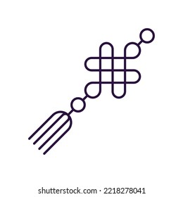 Chinese New Year concept. Vector line icon of golden Chinese amulet. Editable stroke drawn with thin line. Sign and symbol perfect for internet stores, shops, books, web sites, apps