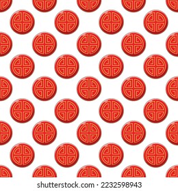 Chinese New Year concept. Vector seamless pattern of  cartoon Chinese symbol for web sites, placards, textile, fabric and other surfaces 