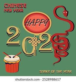 Chinese new year cover design with snake and zodiac animals vector