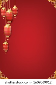 Chinese new year creative design on red background. Flat vector illustration use for your project.