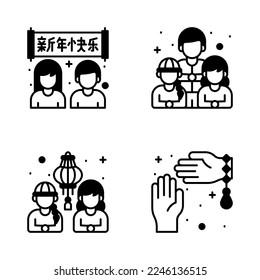 Chinese new year and culture icons set in modern design style, easy to use and editable vectors
