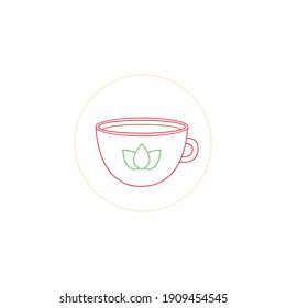 chinese new year cup tea color line icon