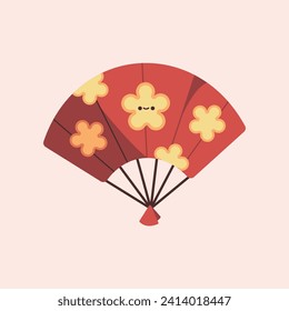 Chinese New Year Cute Chinese Fan Design Vector illustration in flat design style