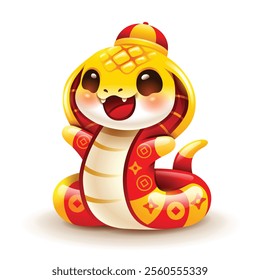 Chinese New Year cute snake character. Isolated.