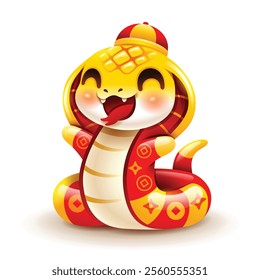 Chinese New Year cute snake character. Isolated.