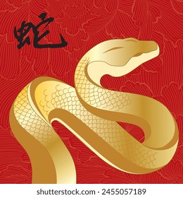 Chinese new year decoration. chinese new year the snake zodiac sign on color background. A vector illustration of Year of Snake.