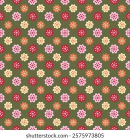 Chinese New Year decorative cherry blossom flowers vector seamless pattern design.