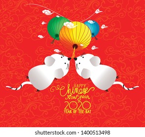 Chinese New Year design 2020. Year of the Rat with flower background