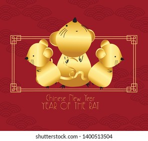 Chinese New Year design 2020. Year of the Rat with flower background