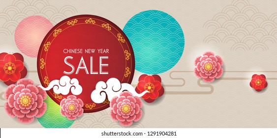 Chinese new year design background. Chinese New Year sale design template.