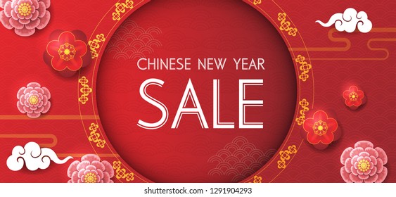 Chinese new year design background. Chinese New Year sale design template.