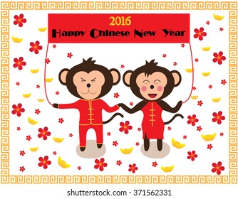 Chinese New Year design Cute monkeys