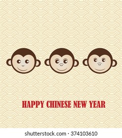 Chinese New Year design with Cute monkeys background.