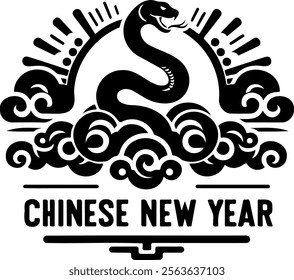 A Chinese New Year design featuring snake and clouds, symbolizing prosperity