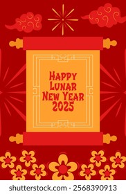 Chinese new year design for greeting card, cover, poster, banner template design red and gold color simple vector illustration Asian elements
