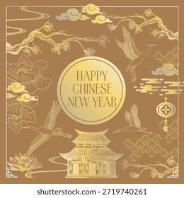 Chinês Ano Novo Design Layout Cartão Deseja Premium Art Vetor Design Gráfico