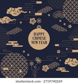 Chinesisches neues Jahr Design Layout Karte Wünsche Premium Art Vektor Design Grafik