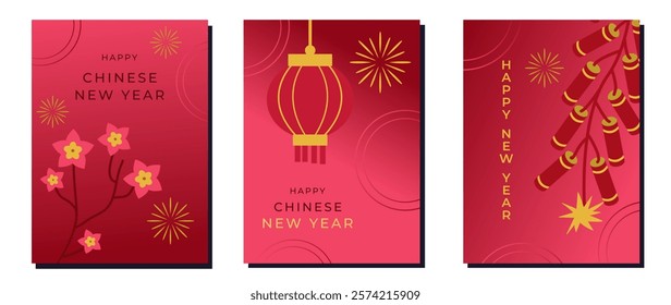 Chinese New Year design set for cover, card, poster, banner. 