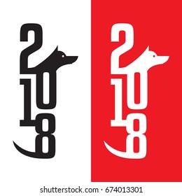 Chinese new year for the year of the dog 2018 text design for logo, flyer, brochure, invitation, banners, calendar, greeting card and can be use for artwork homepage or website. Vector illustration