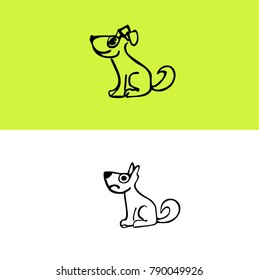 Chinese New Year of Dog. The cute puppy. Vector calligraphy 2018 for Asian Lunar Year. 