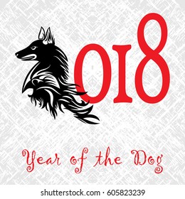 Chinese New Year of the Dog grunge vector file organized in layers for easy editing.