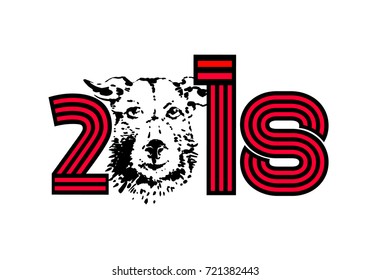Chinese New Year of the dog vector design. Happy New Year greeting card.