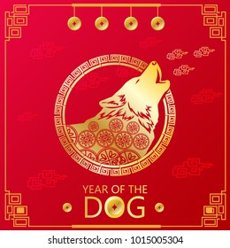 Chinese new Year of dog zodiac symbol ,Design for greeting cards, calendars, banners, posters, invitations.