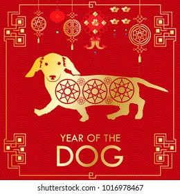 Chinese new Year of dog zodiac symbol ,Design for greeting cards, calendars, banners, posters, invitations.