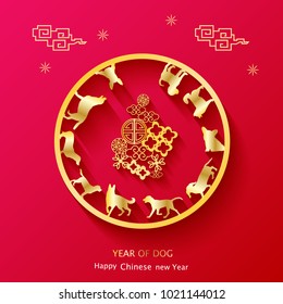 Chinese new Year of dog zodiac symbol ,Design for greeting cards, calendars, banners, posters, invitations.