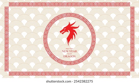 Chinese New Year Dragon Celebration Design geometric frame