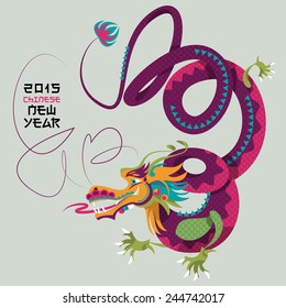 Chinese New Year. Dragon dance. Greeting card. Vector illustration