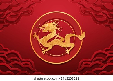 chinese new year of dragon icon zodiac sign for greeting card asian flyer invitation poster horizontal